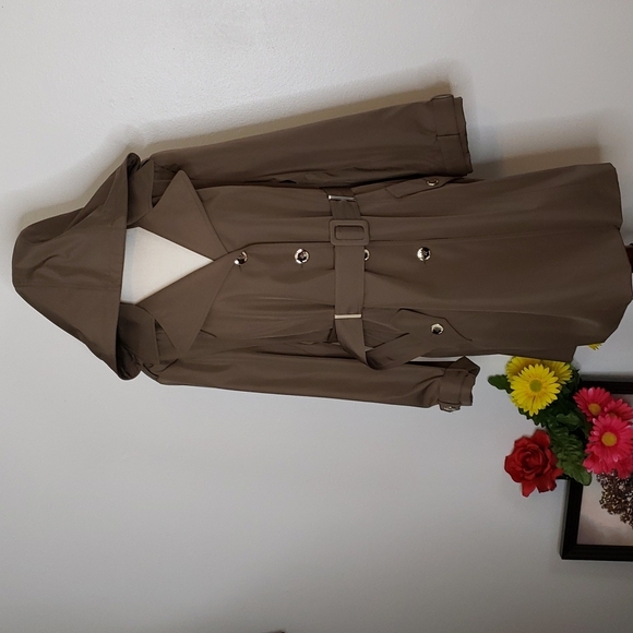 NEW RARE Calvin Klein Chelsea Trench Coat Mocha Brown Single Breasted Luxury - Picture 10 of 14